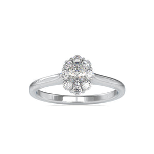 10 Pointer Oval Cut Diamond Platinum Diamond Halo Ring JL PT 0030