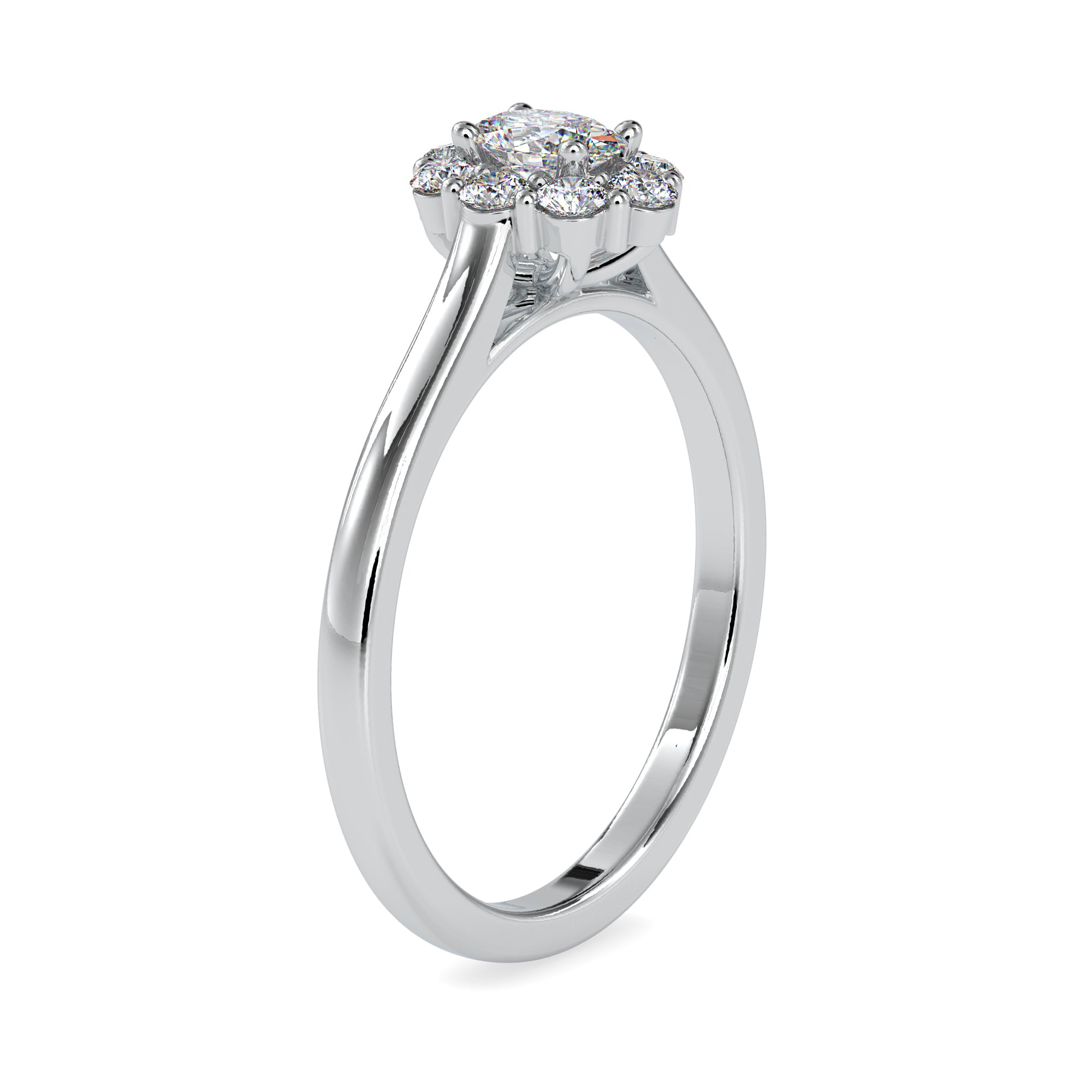 10 Pointer Oval Cut Diamond Platinum Diamond Halo Ring JL PT 0030