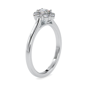 10 Pointer Oval Cut Diamond Platinum Diamond Halo Ring JL PT 0030