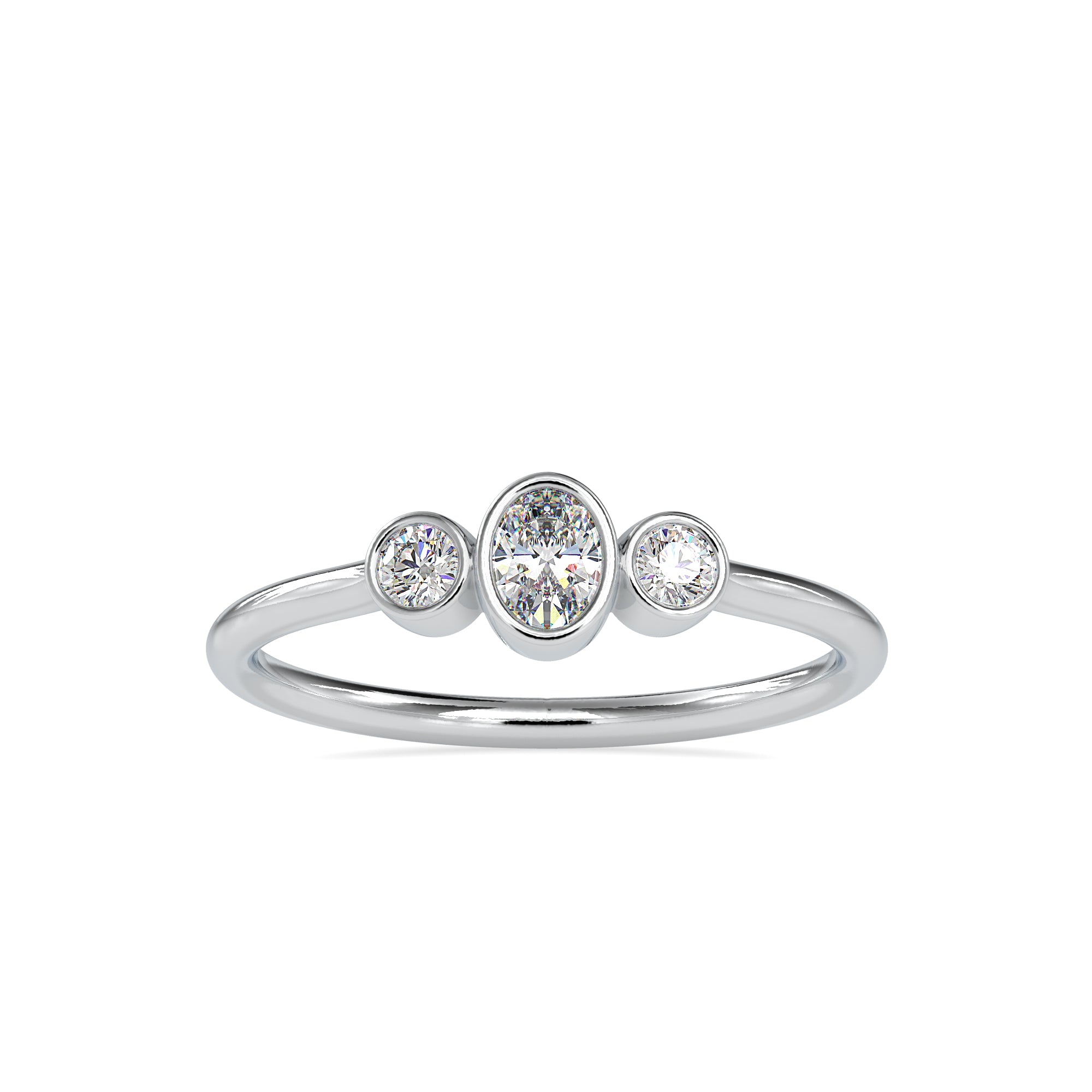 3 Diamond Platinum Ring with Oval Cut Diamonds JL PT 0033