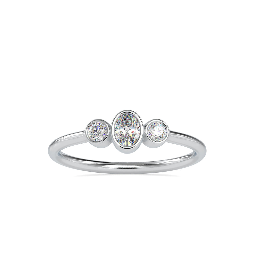 3 Diamond Platinum Ring with Oval Cut Diamonds JL PT 0033   Jewelove