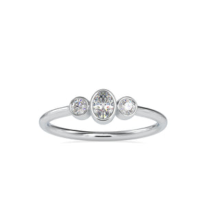 3 Diamond Platinum Ring with Oval Cut Diamonds JL PT 0033