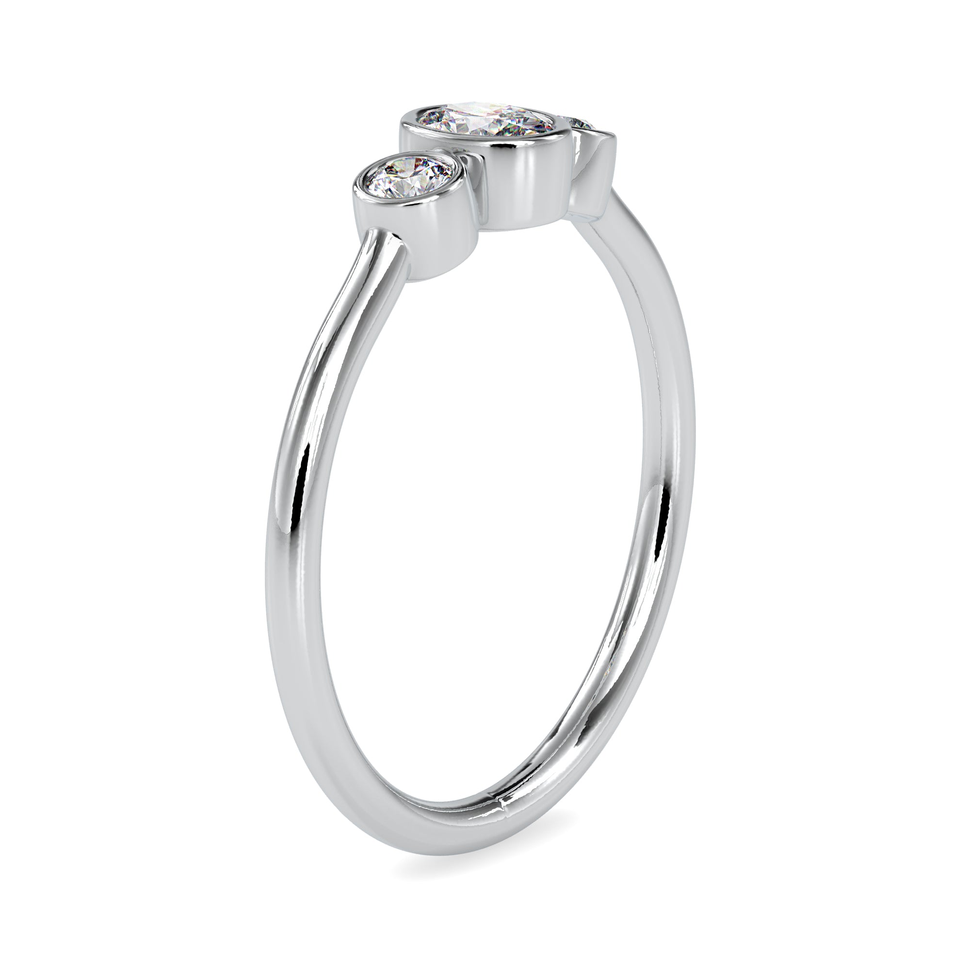 3 Diamond Platinum Ring with Oval Cut Diamonds JL PT 0033