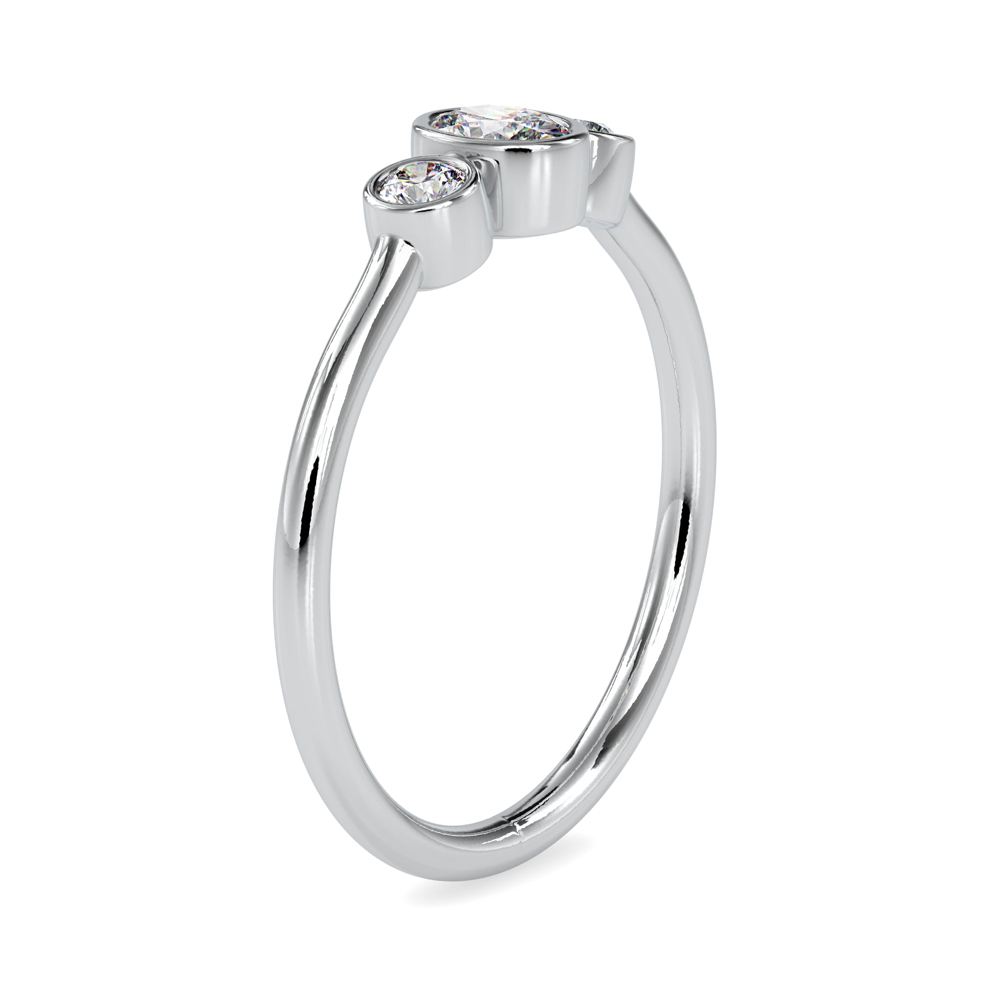 3 Diamond Platinum Ring with Oval Cut Diamonds JL PT 0033   Jewelove