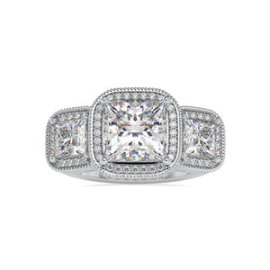 0.70cts. Princess Cut Solitaire Platinum Double Halo Engagement Ring JL PT 0038