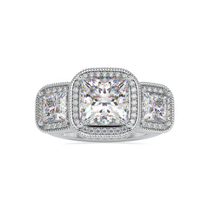 0.70cts. Princess Cut Solitaire Platinum Double Halo Engagement Ring JL PT 0038   Jewelove.US