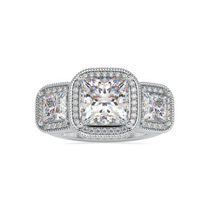 0.50cts. Princess Cut Solitaire Platinum Double Halo Engagement Ring JL PT 0038-A   Jewelove.US