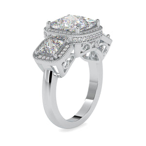 0.70cts. Princess Cut Solitaire Platinum Double Halo Engagement Ring JL PT 0038