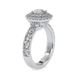20-Pointer Platinum Double Halo Diamond Shank Engagement Ring JL PT 0039   Jewelove.US