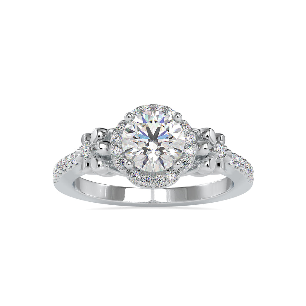 0.70cts. Solitaire Platinum Halo Diamond Shank Engagement Ring JL PT 0047   Jewelove