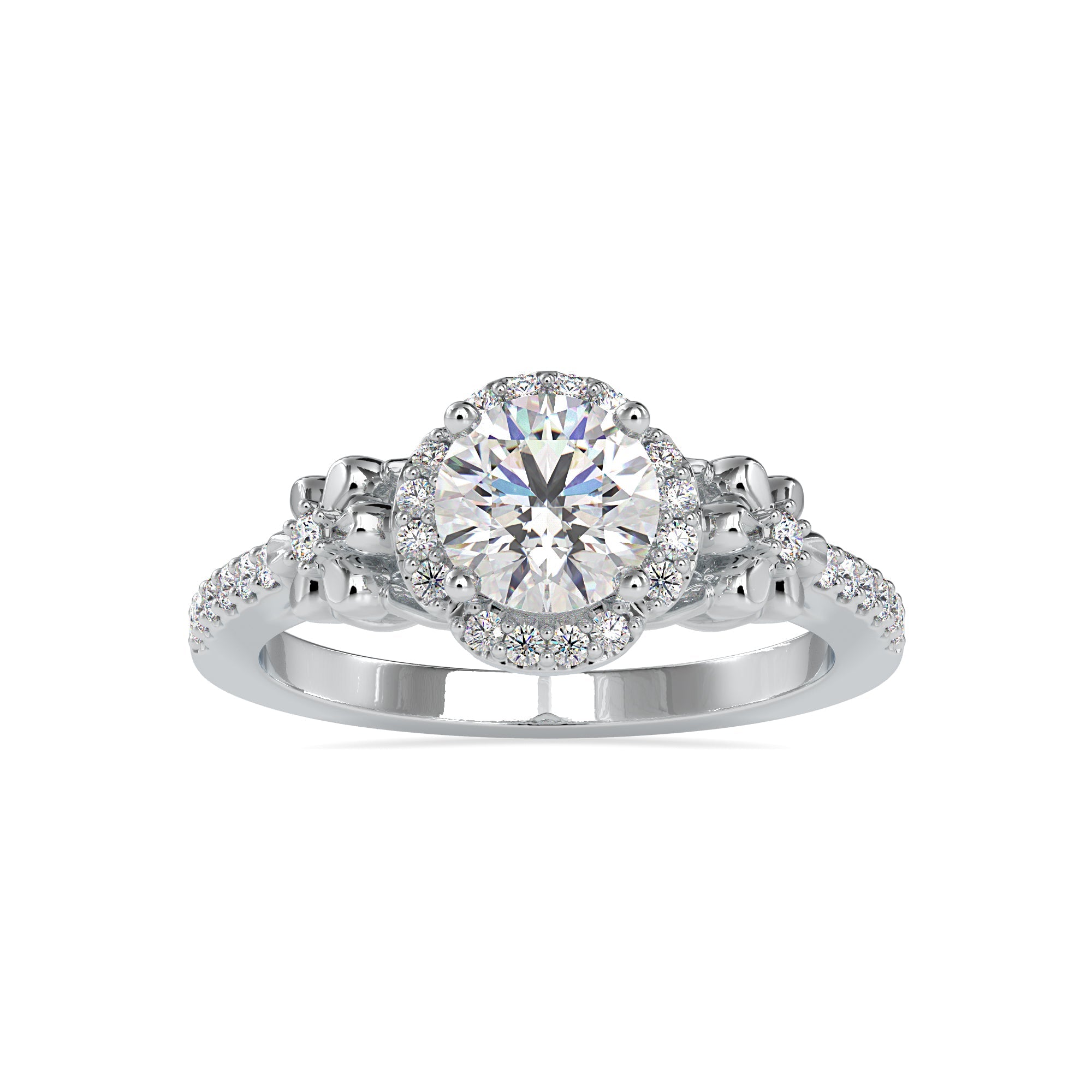 0.50cts. Solitaire Platinum Halo Diamond Shank Engagement Ring JL PT 0047-A   Jewelove