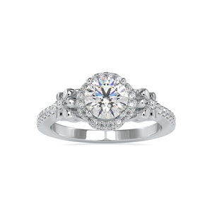 0.70cts. Solitaire Platinum Halo Diamond Shank Engagement Ring JL PT 0047