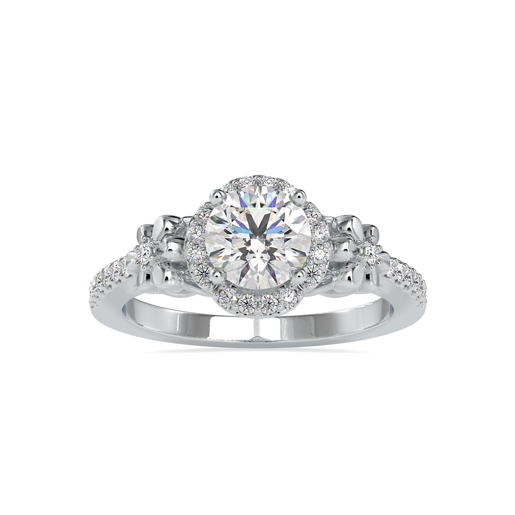 0.30cts. Solitaire Platinum Halo Diamond Shank Engagement Ring JL PT 0047-B   Jewelove