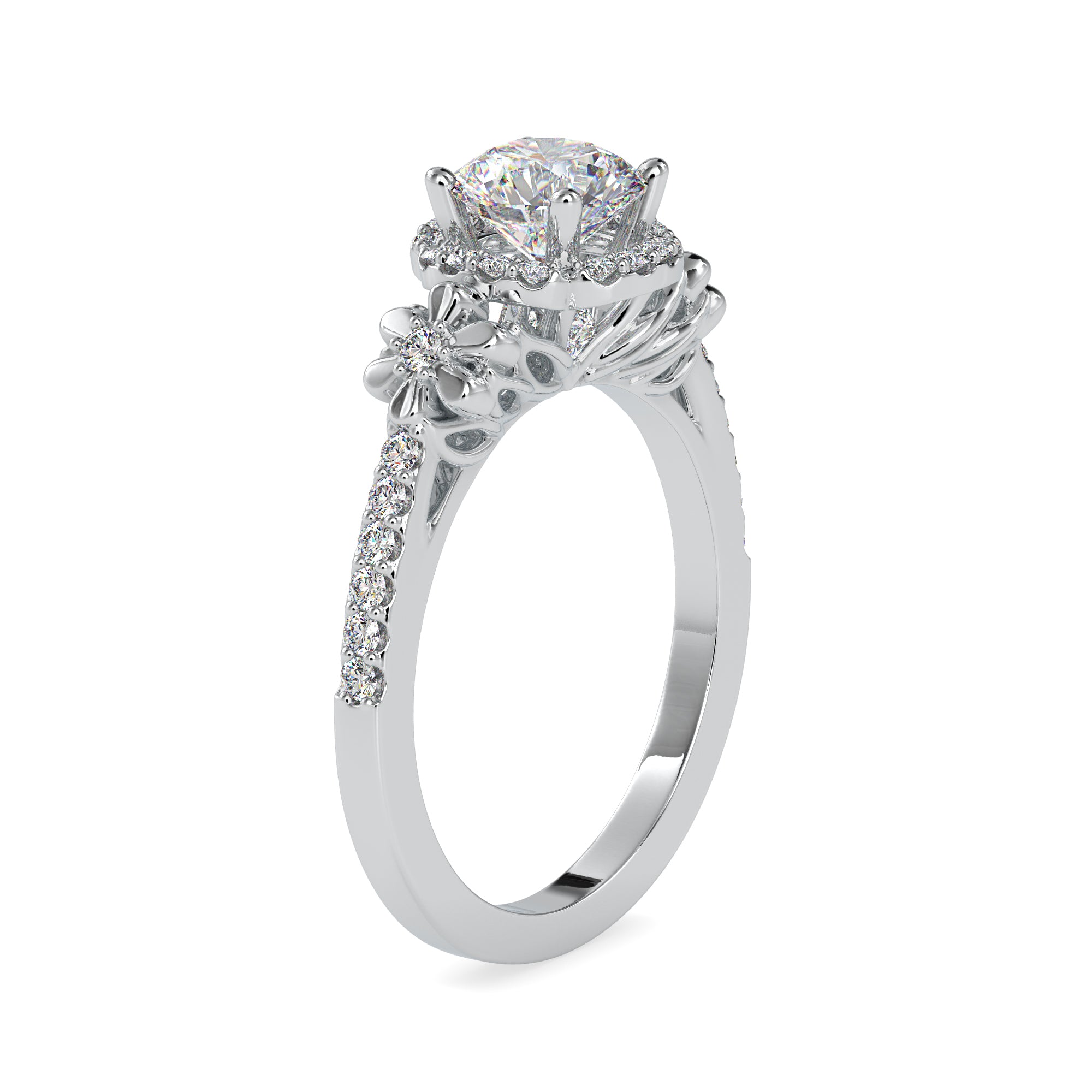 0.70cts. Solitaire Platinum Halo Diamond Shank Engagement Ring JL PT 0047   Jewelove