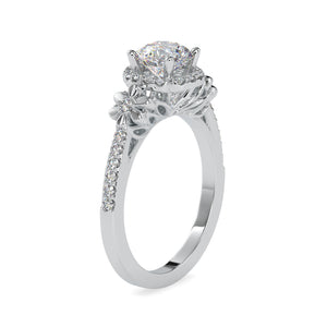0.70cts. Solitaire Platinum Halo Diamond Shank Engagement Ring JL PT 0047