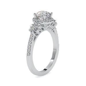 0.50cts. Solitaire Platinum Halo Diamond Shank Engagement Ring JL PT 0047-A   Jewelove
