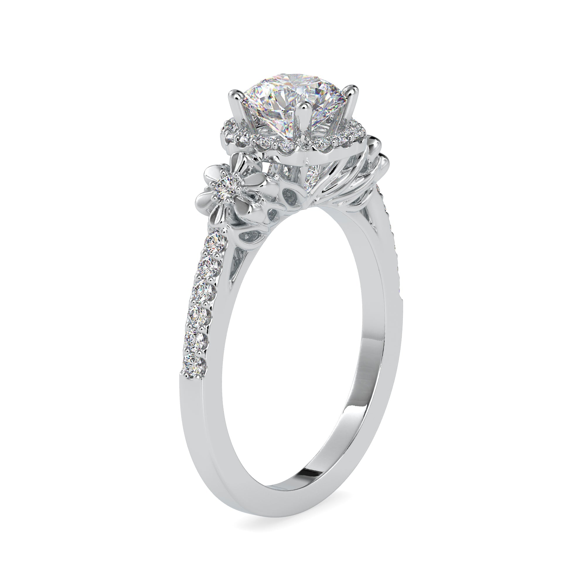 0.30cts. Solitaire Platinum Halo Diamond Shank Engagement Ring JL PT 0047-B   Jewelove