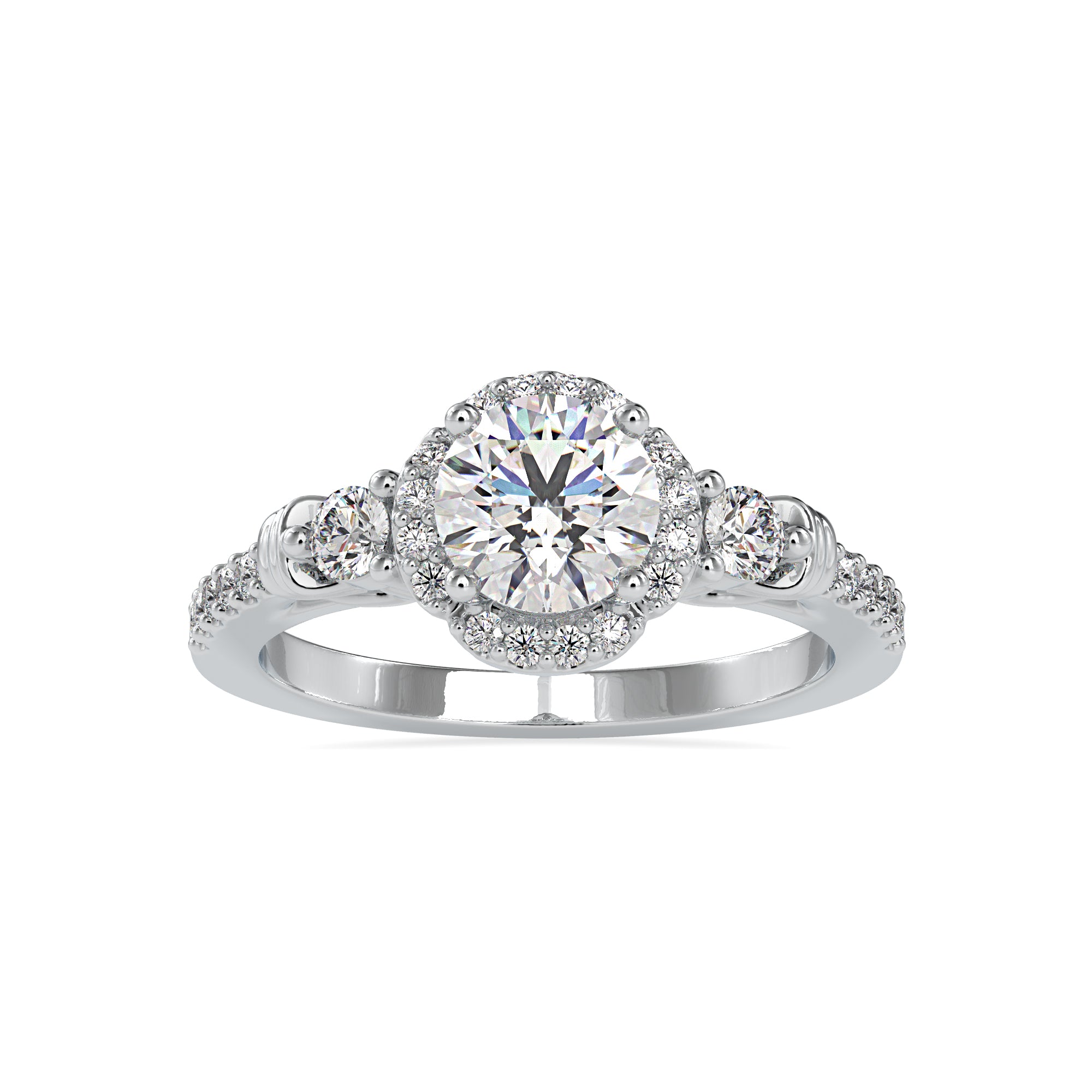 50-Pointer Solitaire Accent Diamond Shank Platinum Ring JL PT 0048-A   Jewelove