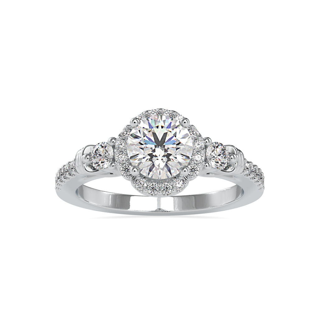 30-Pointer Solitaire Accent Diamond Shank Platinum Engagement Ring JL PT 0048   Jewelove