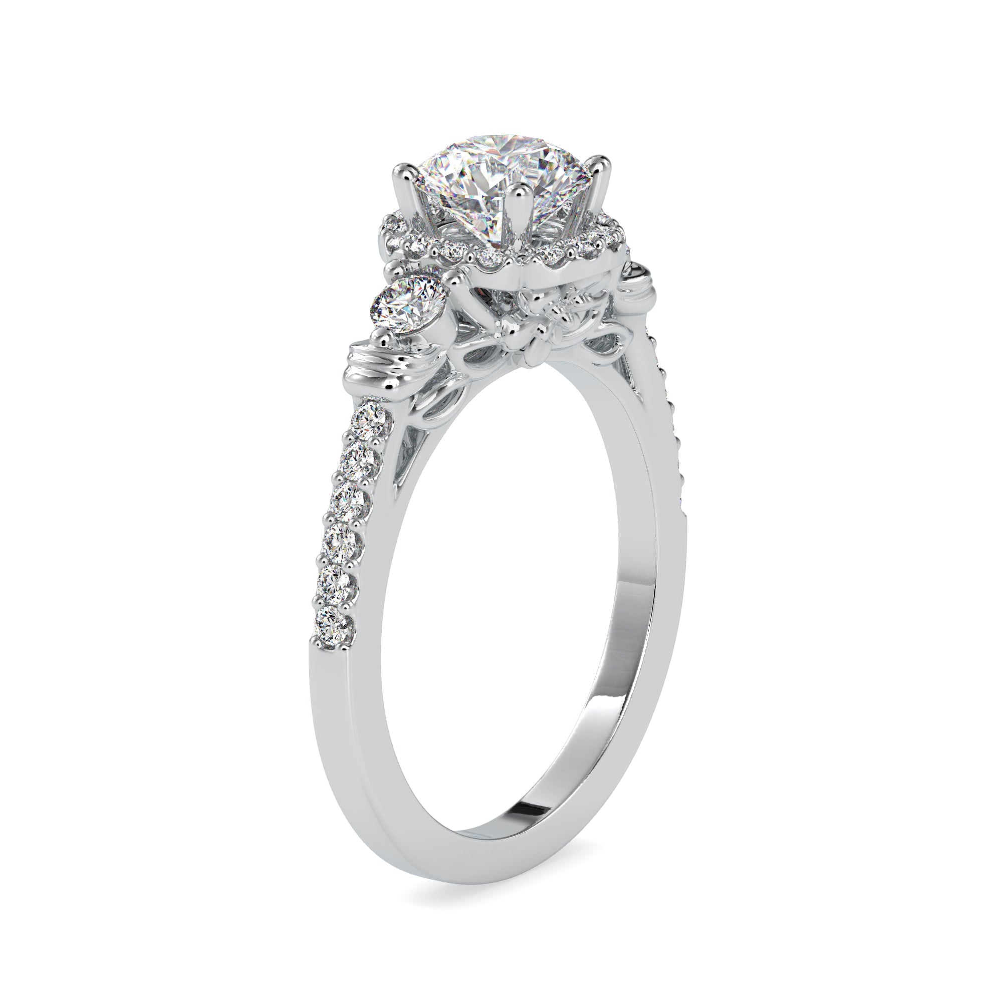 50-Pointer Solitaire Accent Diamond Shank Platinum Ring JL PT 0048-A   Jewelove