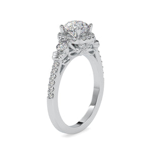 30-Pointer Solitaire Accent Diamond Shank Platinum Engagement Ring JL PT 0048   Jewelove
