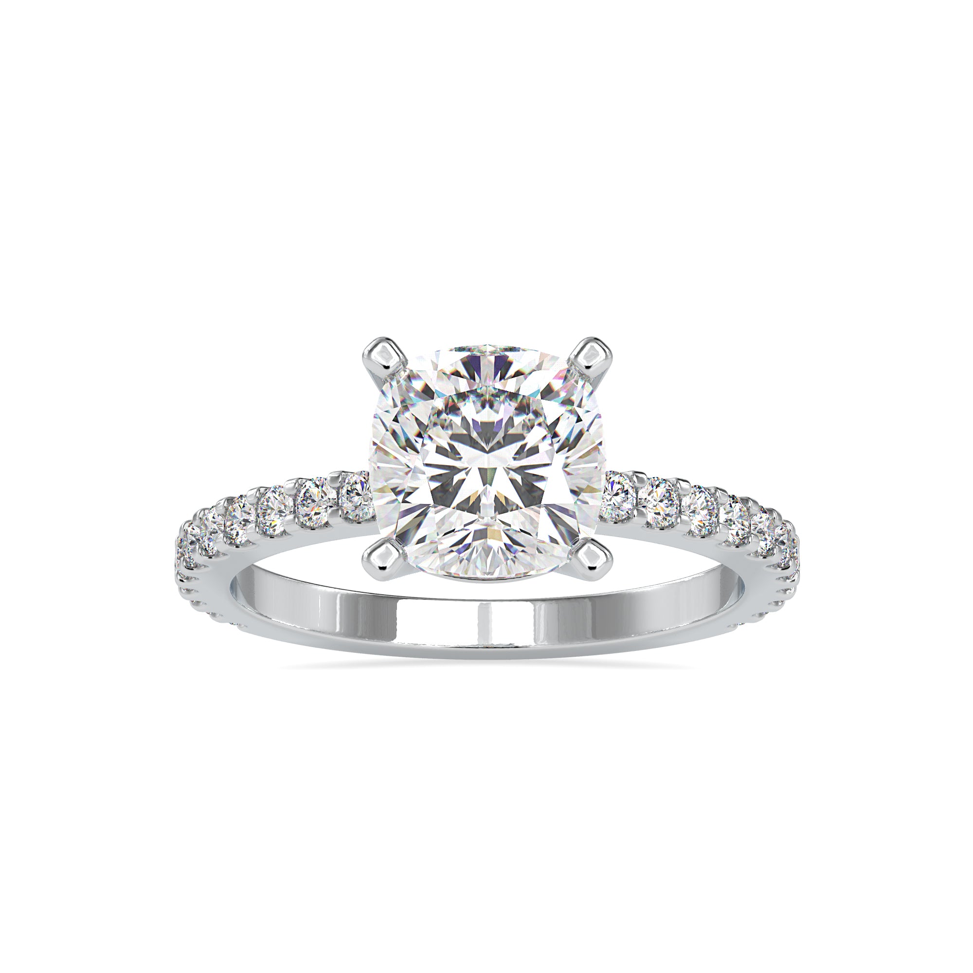 30-Pointer Solitaire Platinum Diamond Shank Engagement Ring JL PT 0052