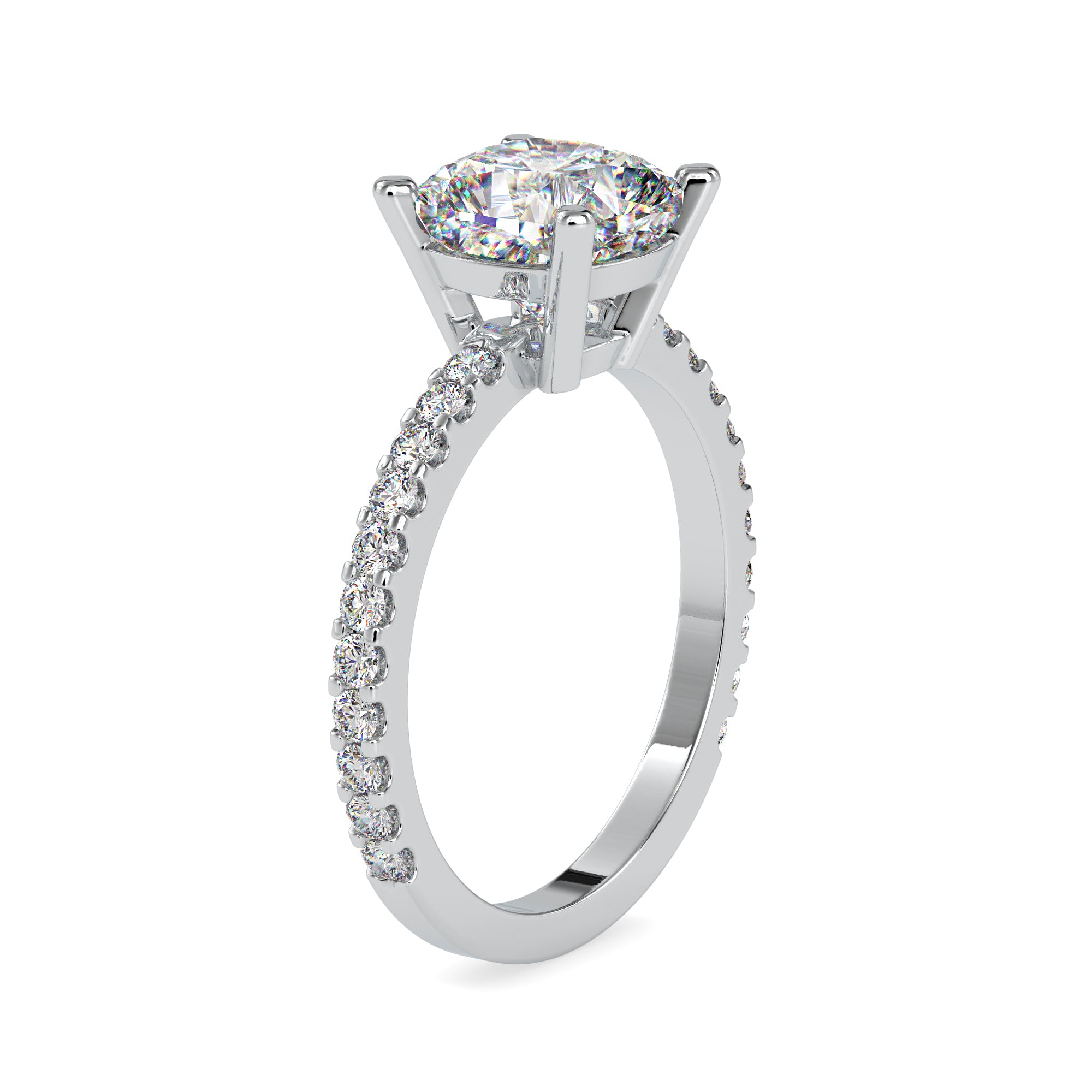 30-Pointer Solitaire Platinum Diamond Shank Engagement Ring JL PT 0052