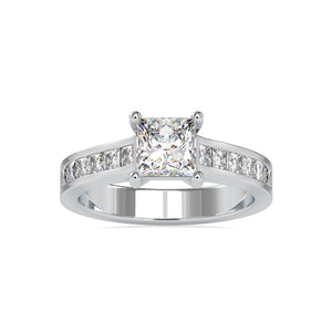 50-Pointer Princess Cut Solitaire Platinum Diamond Shank Ring JL PT 0057