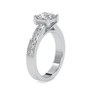 50-Pointer Princess Cut Solitaire Platinum Diamond Shank Ring JL PT 0057