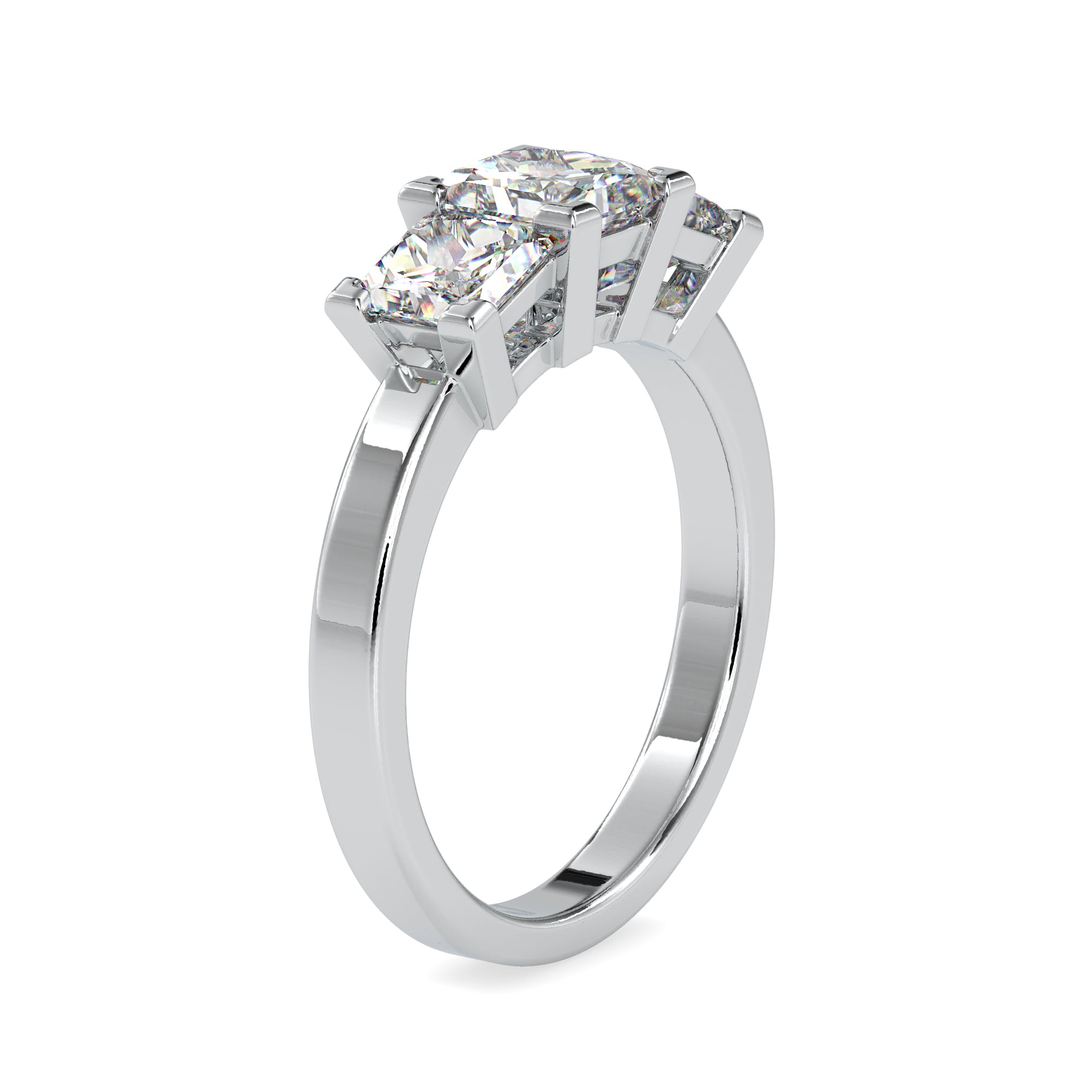 30-Pointer Princess Cut Solitaire Platinum Diamond Accent Ring JL PT 0062   Jewelove.US