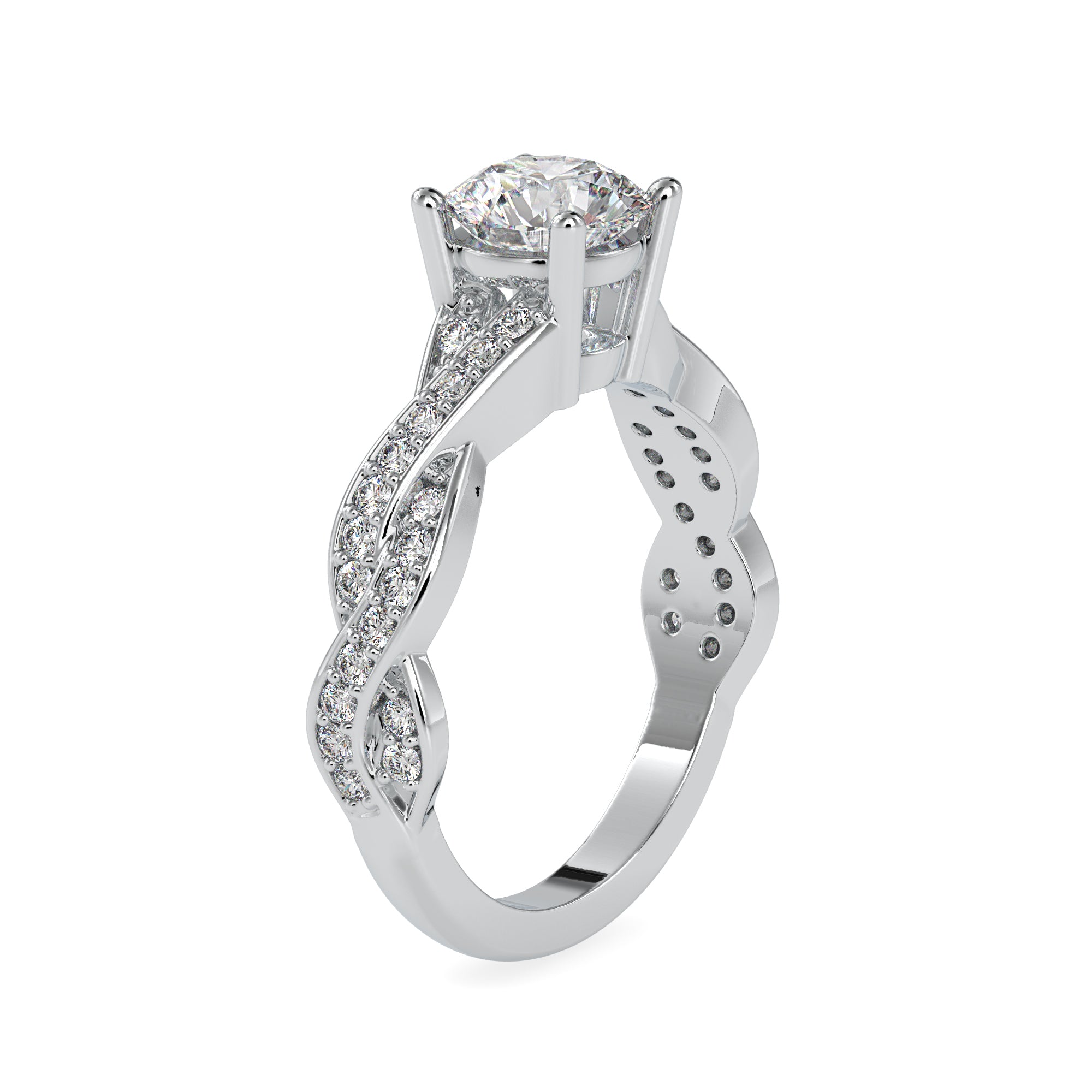 0.30cts. Platinum Diamond Twisted Shank Engagement Ring JL PT 0068