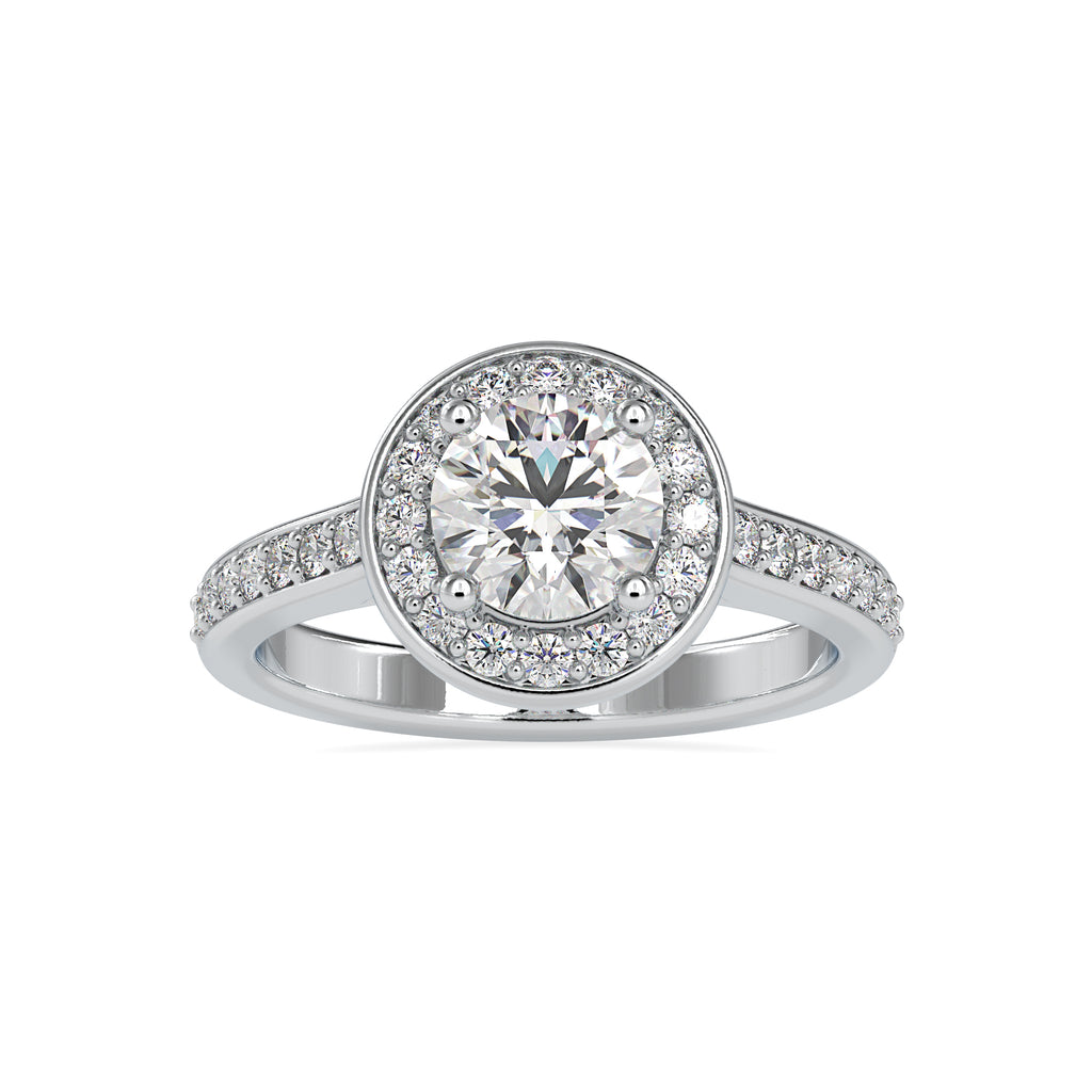 0.70cts. Solitaire Platinum Diamond Halo Shank Engagement Ring JL PT 0070   Jewelove.US
