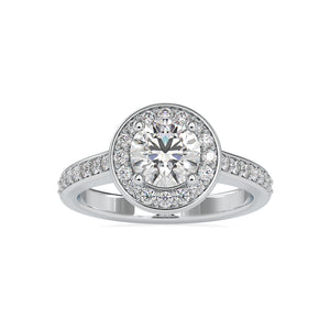 0.70cts. Solitaire Platinum Diamond Halo Shank Engagement Ring JL PT 0070   Jewelove.US