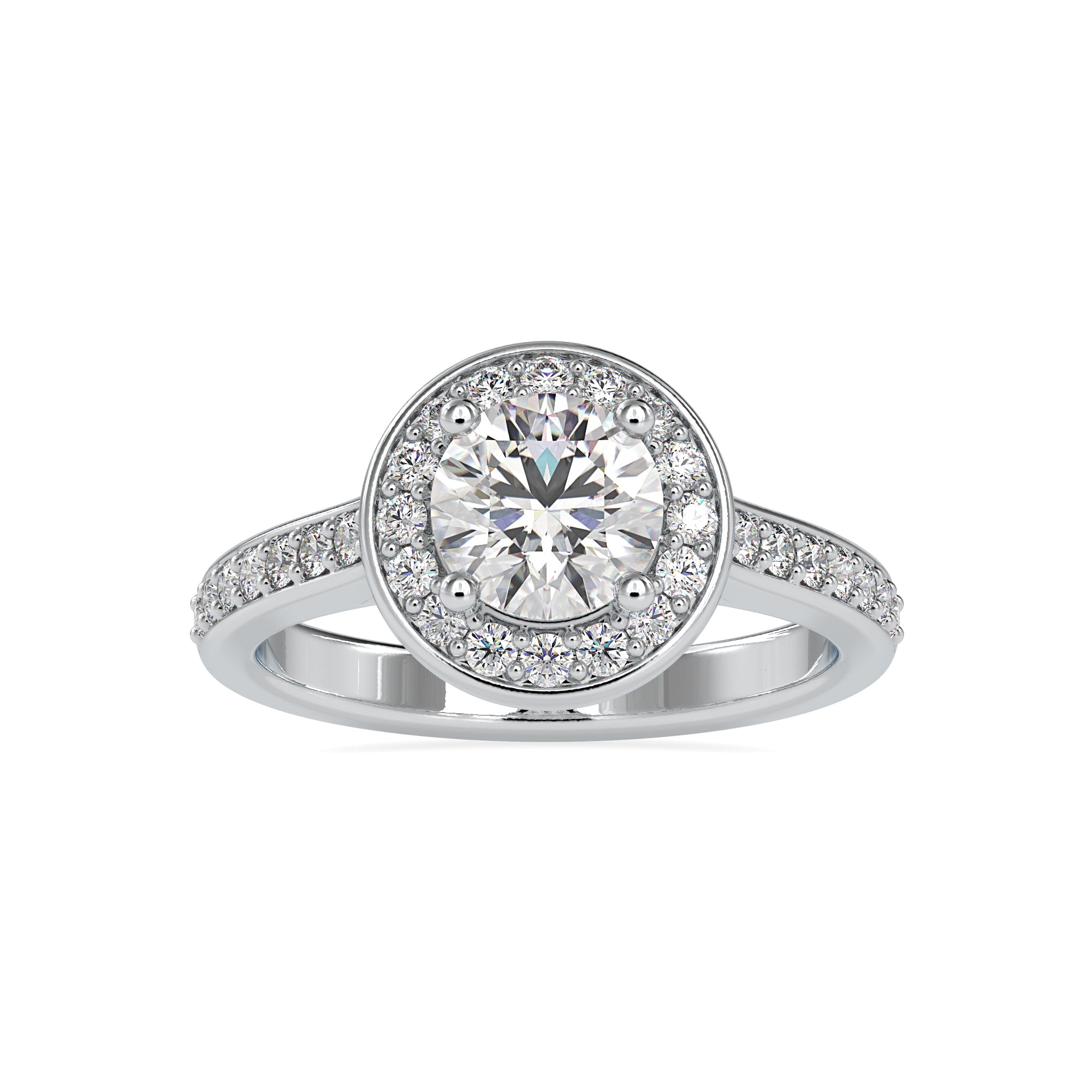 0.50cts. Solitaire Platinum Diamond Halo Shank Engagement Ring JL PT 0070-A   Jewelove.US