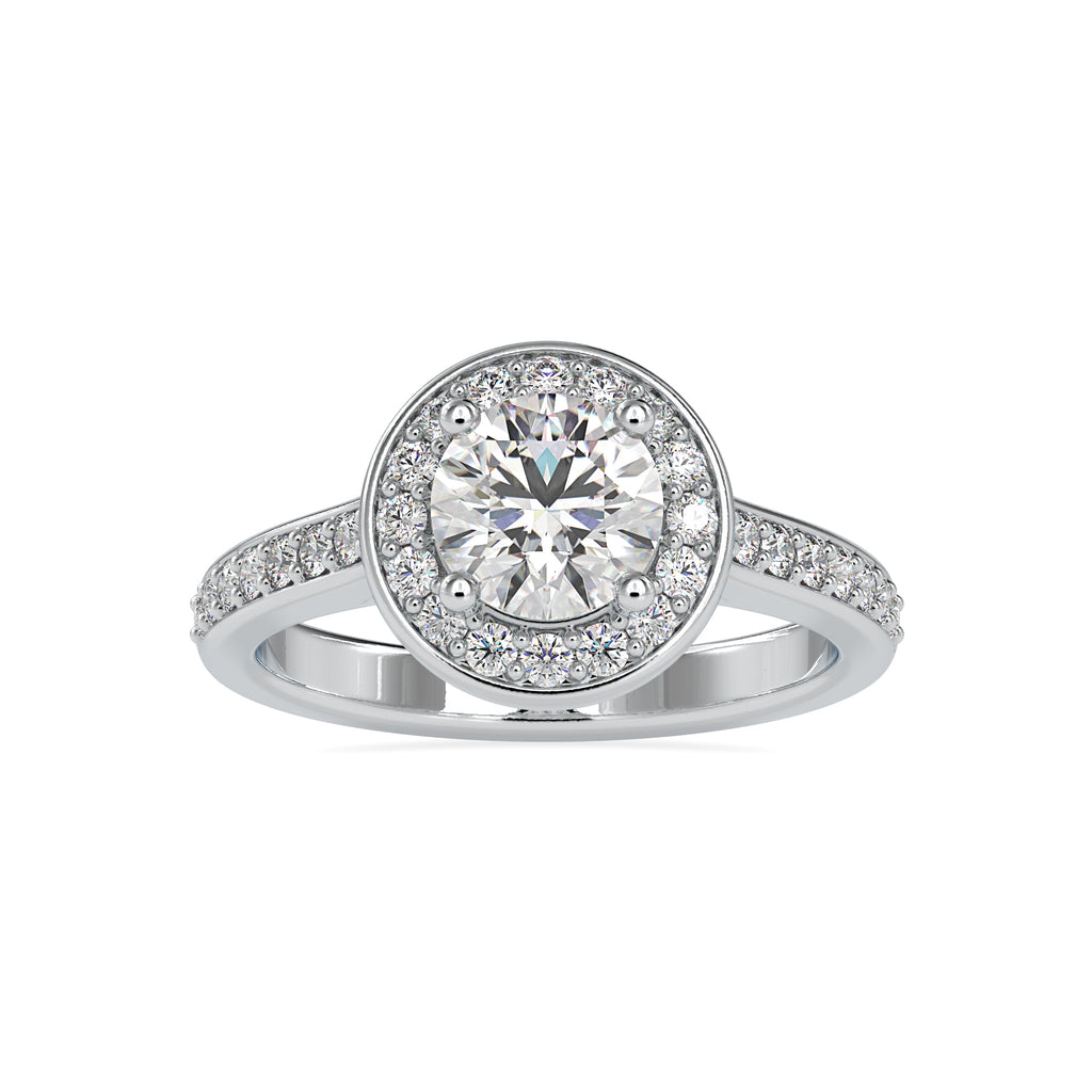 0.50cts. Solitaire Platinum Diamond Halo Shank Engagement Ring JL PT 0070-A   Jewelove.US