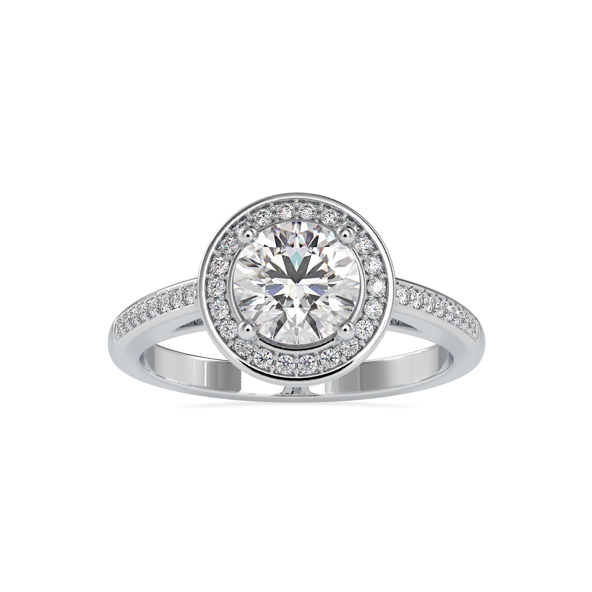 0.50cts Solitaire Single Halo Diamond Shank Platinum Engagement Ring JL PT 0071