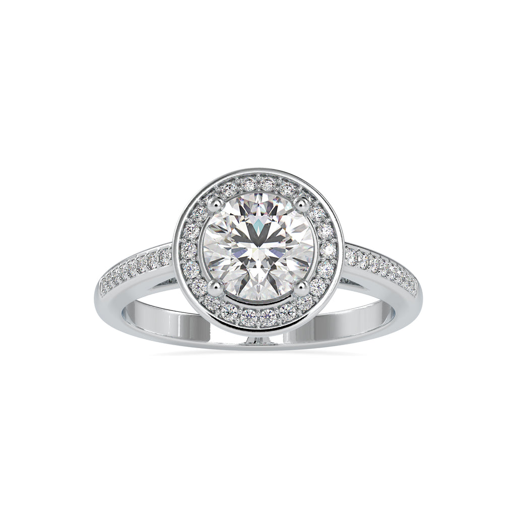 0.50cts Solitaire Single Halo Diamond Shank Platinum Engagement Ring JL PT 0071   Jewelove.US