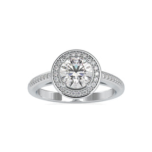0.50cts Solitaire Single Halo Diamond Shank Platinum Engagement Ring JL PT 0071