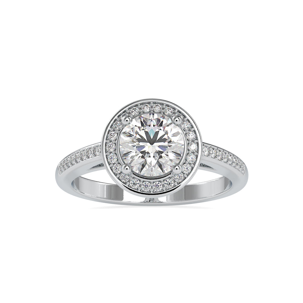 0.30cts Solitaire Single Halo Diamond Shank Platinum Engagement Ring JL PT 0071-B   Jewelove.US