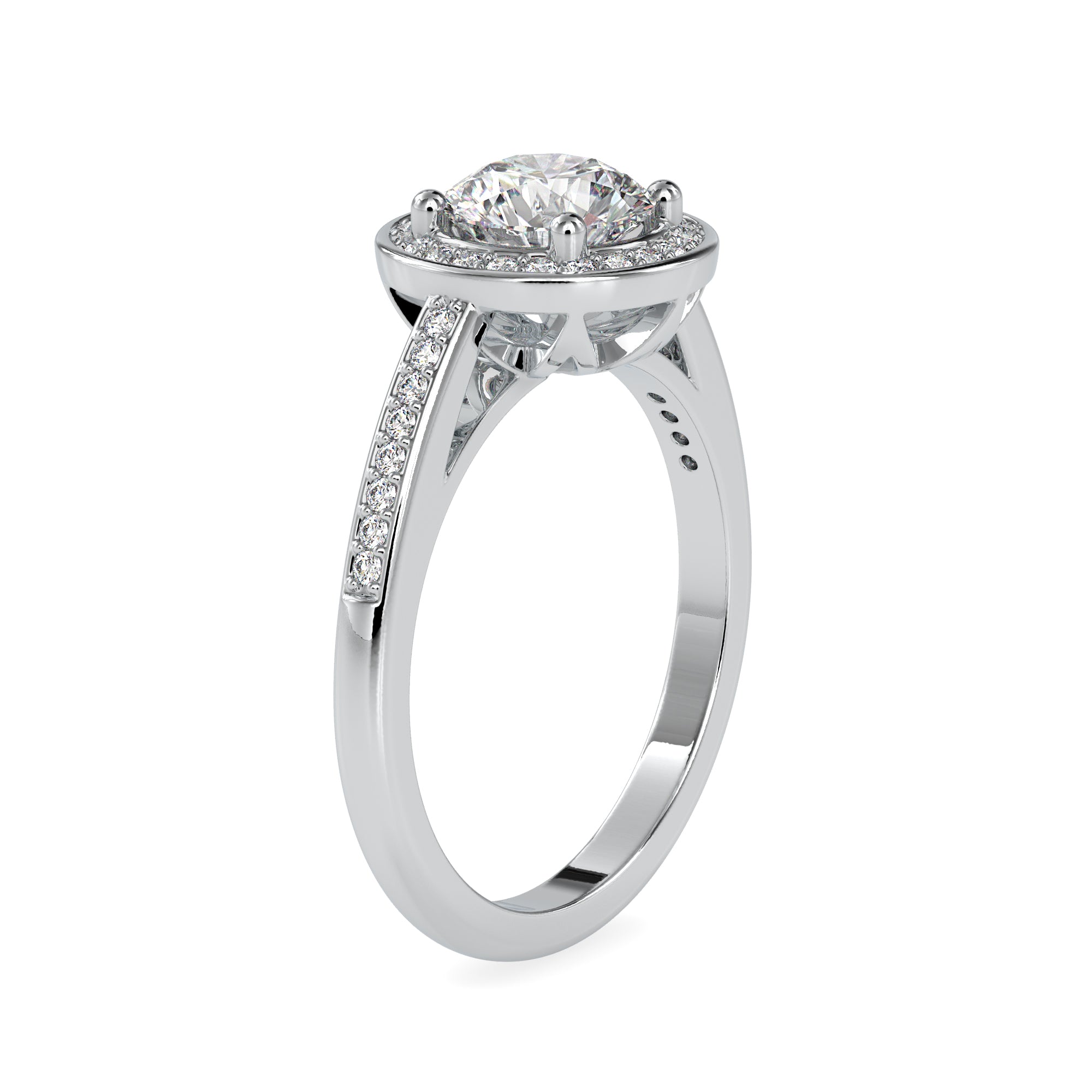 0.50cts Solitaire Single Halo Diamond Shank Platinum Engagement Ring JL PT 0071