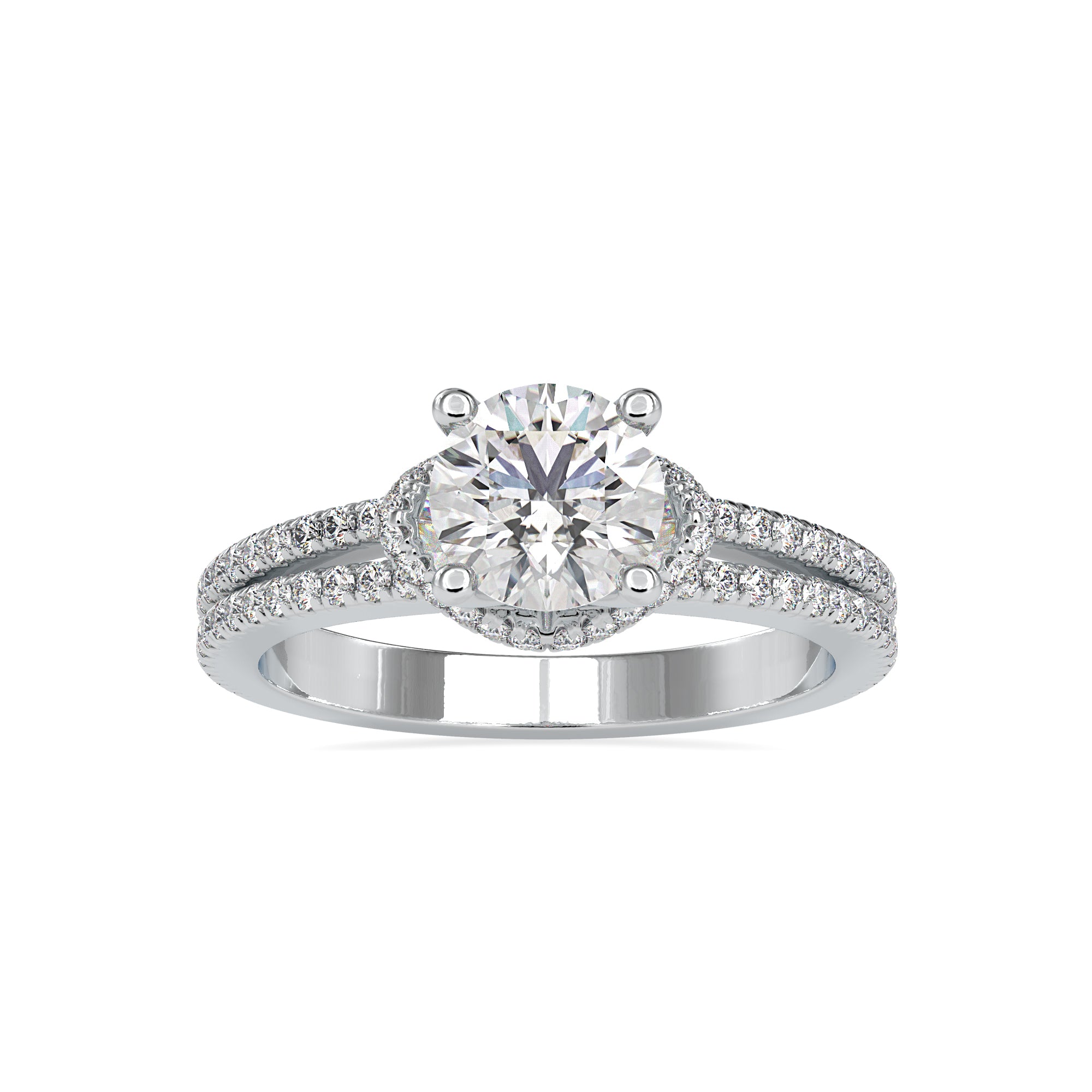 0.50cts. Solitaire Platinum Diamond Split Shank Engagement Ring JL PT 0073   Jewelove.US