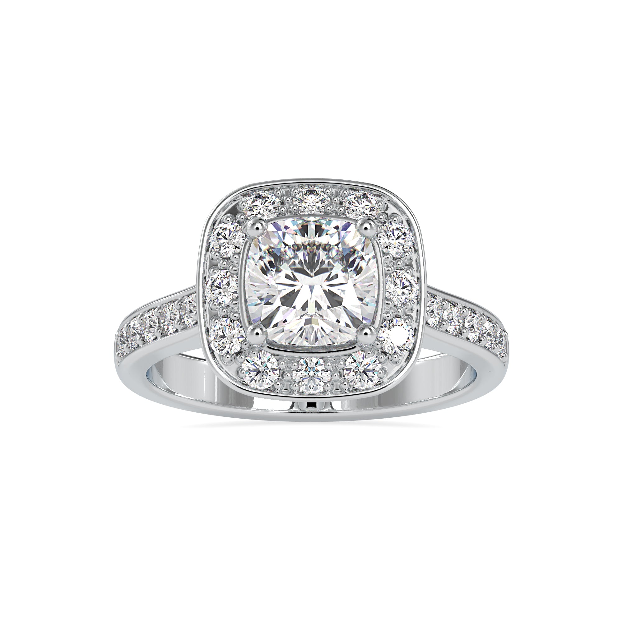 0.50cts. Cushion Cut Solitaire Platinum Diamond Halo Shank Engagement Ring JL PT 0075   Jewelove.US