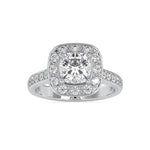 Load image into Gallery viewer, 0.50cts. Cushion Cut Solitaire Platinum Diamond Halo Shank Engagement Ring JL PT 0075
