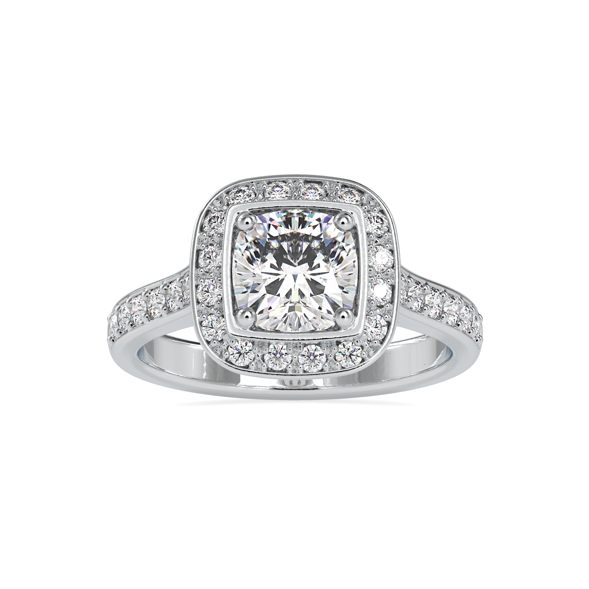 0.50cts. Cushion Cut Solitaire Platinum Halo Diamond Engagement Ring JL PT 0076   Jewelove.US