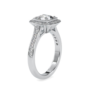 0.50cts. Cushion Cut Solitaire Platinum Halo Diamond Engagement Ring JL PT 0076   Jewelove.US