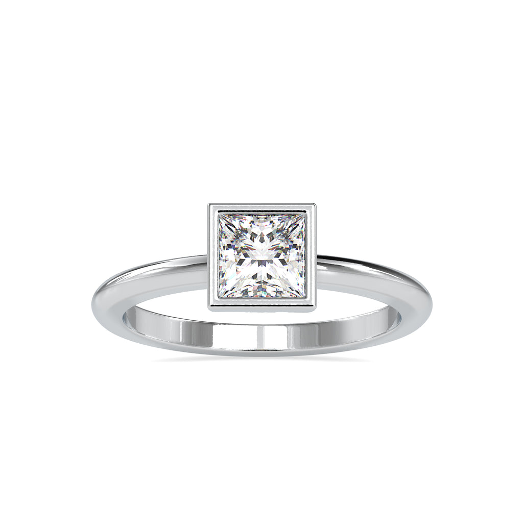 0.50cts. Princess Cut Diamond Platinum Solitaire Engagement Ring JL PT 0077   Jewelove.US