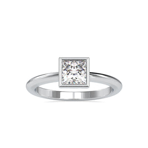 0.50cts. Princess Cut Diamond Platinum Solitaire Engagement Ring JL PT 0077