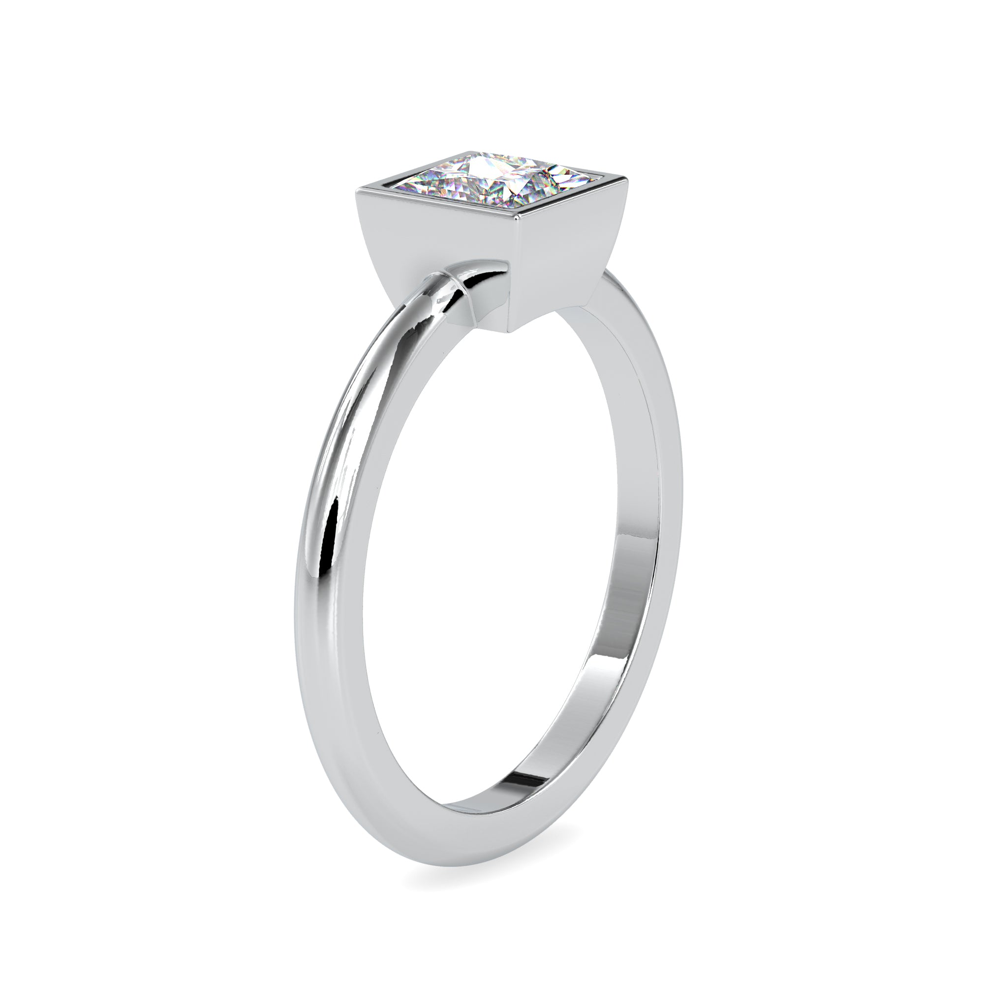 0.50cts. Princess Cut Diamond Platinum Solitaire Engagement Ring JL PT 0077   Jewelove.US