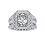Load image into Gallery viewer, 70-Poiinter Oval Cut Solitaire Halo Diamond Spilt Shank Designer Platinum Ring JL PT 0091-B

