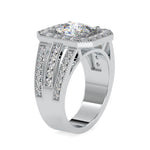 Load image into Gallery viewer, 70-Poiinter Oval Cut Solitaire Halo Diamond Spilt Shank Designer Platinum Ring JL PT 0091-B
